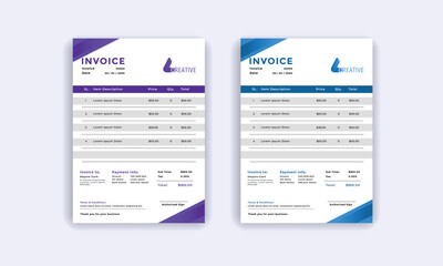 Obraz premium corporate invoice template vector, Invoice template design in abstract style