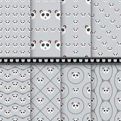 Set of Panda seamless pattern