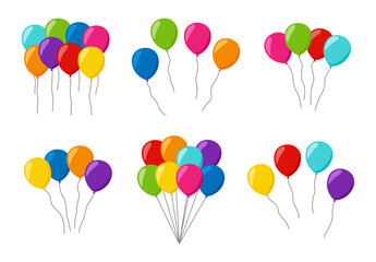 Set of colorful helium balloons