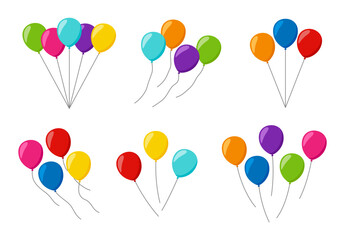 Set of colorful helium balloons