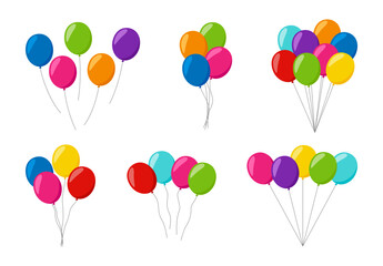 Set of colorful helium balloons