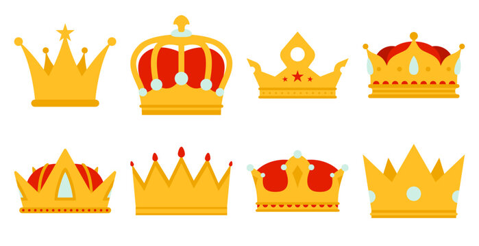 Set of Crown isolated on white background