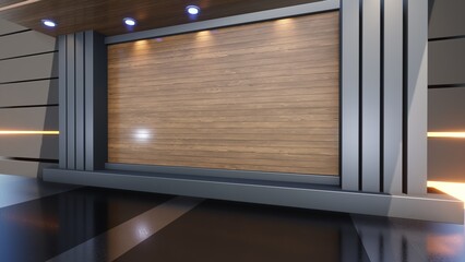 3D Virtual TV Studio News, Backdrop For TV Shows .TV On Wall.3D Virtual News Studio Background,3d illustration