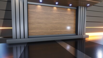 3D Virtual TV Studio News, Backdrop For TV Shows .TV On Wall.3D Virtual News Studio Background,3d illustration