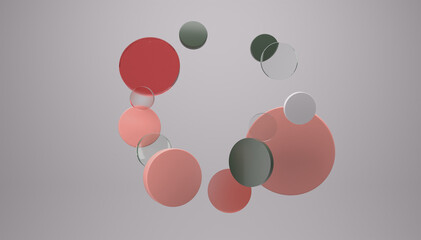 3d shapes, abstract circles and glass in the air rotating. 