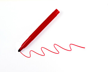 wavy line and red marker on a white isolated background. High Quality