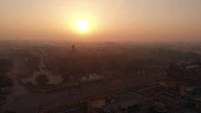 Bikaner sun rise aerial view