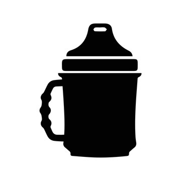 Baby Cup Drinking Beaker Icon | Black Vector Illustration |