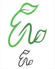 E and n letter and leaf logo vector