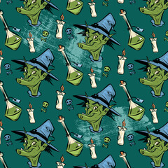 flat halloween vintage pattern design vector design illustration