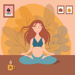 Beautiful pregnant woman in meditation
