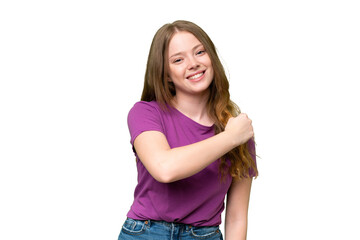 Fototapeta premium Young pretty woman over isolated background celebrating a victory