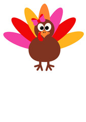 Thanksgiving  Turkey svg clip art. Isolated transparent background. Pink bow.