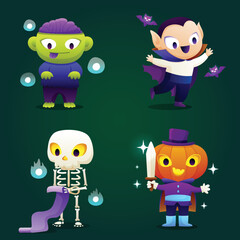 halloween character elements collection vector design illustration