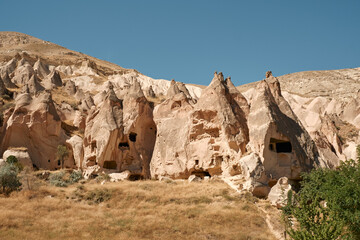 Beautiful mountains in Cappadocia. Zelve Open Air Museum, National Park. High quality photo