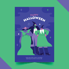 halloween vertical poster template vector design illustration