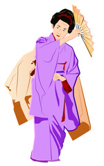 Japanese geisha with fan