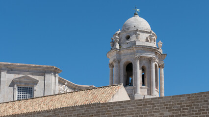 Fototapeta na wymiar bell tower of the cathedral of Cadiz, Andalusia 