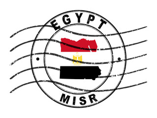 Map of Egypt, Postal Passport Stamp, Travel Stamp