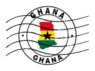 Map of Ghana, Postal Passport Stamp, Travel Stamp