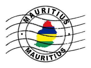 Map of Mauritius, Postal Passport Stamp, Travel Stamp
