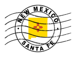 Map of New Mexico, Postal Passport Stamp, Travel Stamp