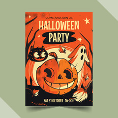 halloween party invitation template vector design illustration