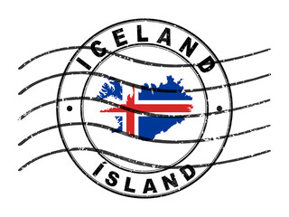 Map of Iceland, Postal Passport Stamp, Travel Stamp