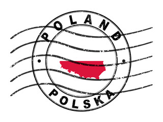 Map of Poland, Postal Passport Stamp, Travel Stamp