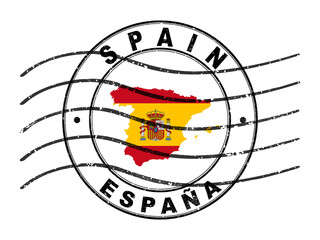 Map of Spain, Postal Passport Stamp, Travel Stamp