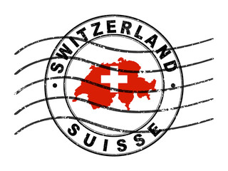 Map of Switzerland, Postal Passport Stamp, Travel Stamp