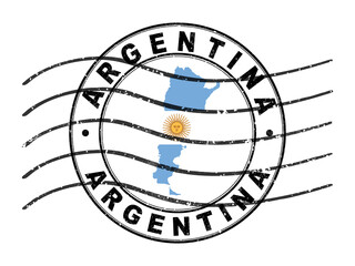 Map of Argentina, Postal Passport Stamp, Travel Stamp