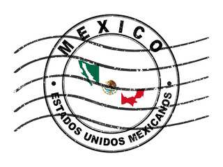 Map of Mexico, Postal Passport Stamp, Travel Stamp