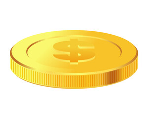 Golden money. Rotating gold coin.