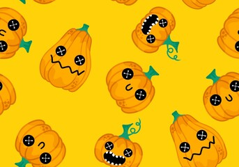 Naklejka premium Halloween seamless pumpkins pattern for fabrics and wrapping paper and clothes print