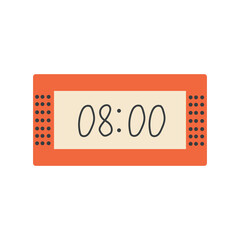 Digital alarm clock vector illustration flat, alarm with digital number flat design vector illustration