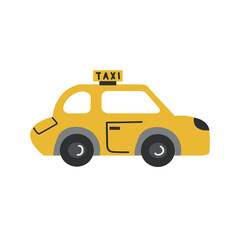 Vector graphic yellow, retro Taxi on White Background.