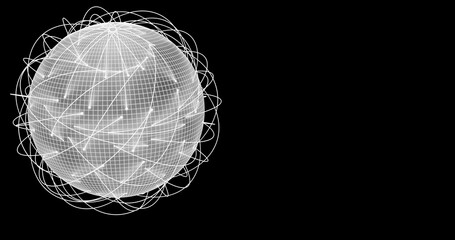 Obraz premium World sphere with lines depicting trajectories
