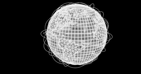 World sphere with lines depicting trajectories