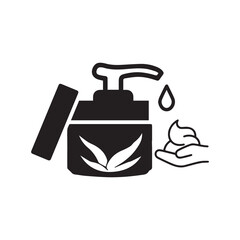 Beauty cream cosmetic lotion icon | Black Vector illustration |