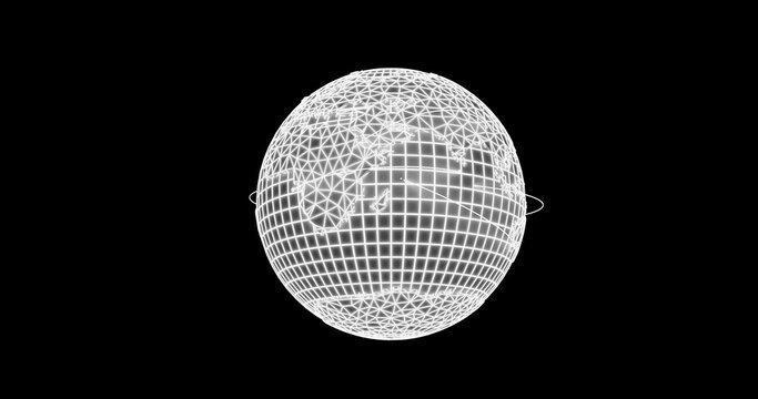 World sphere with lines depicting trajectories