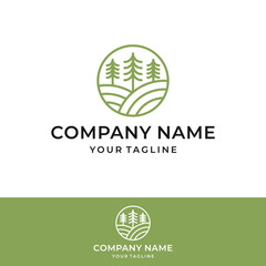 Line Art Pine Tree Logo Design