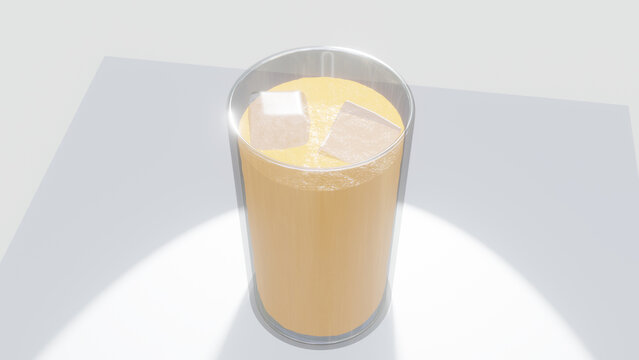 glass of carrot juice with ice.