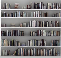 Book shelf , Grey , books full, shelves