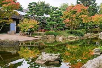 Fototapeta na wymiar Fantastic view in japanese garden in Hamburg
