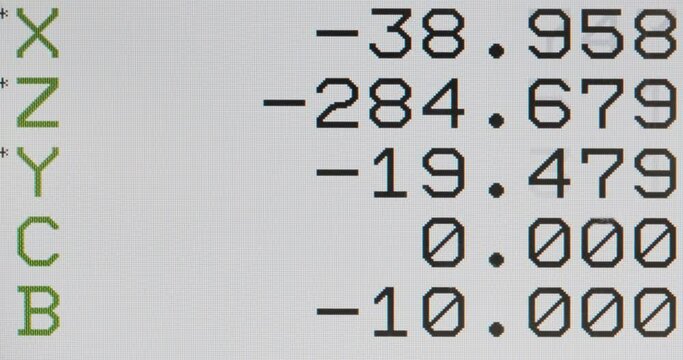 LCD screen digital readout dro lathe display. Selective focus.