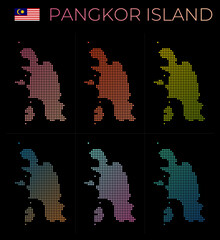 Fototapeta na wymiar Pangkor Island dotted map set. Map of Pangkor Island in dotted style. Borders of the island filled with beautiful smooth gradient circles. Superb vector illustration.