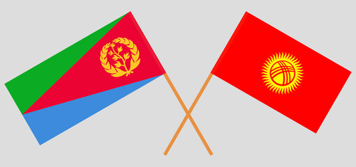 Crossed flags of Eritrea and Kyrgyzstan. Official colors. Correct proportion