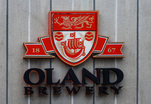 OLAND BREWERY banner at brewing location. A brewing company established in 1907 brews some of the leading brands Alexander Keith, Bud Light, Budweiser, Busch. HALIFAX, NOVA SCOTIA, CANADA - AUG 2022