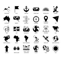 Set of Geography thin line icons for any web and app project. - obrazy, fototapety, plakaty